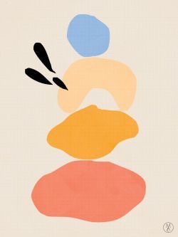 Illustration abstraite de formes colorées en équilibre